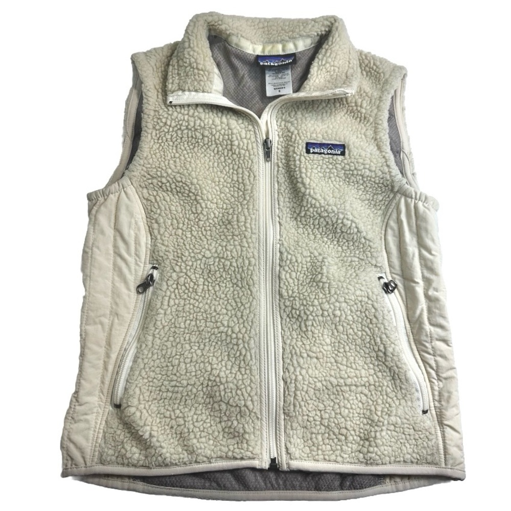 PATAGONIA Size S Womens Retro-X Deep Pile Ivory Full Zip Vest Gilet Fleece